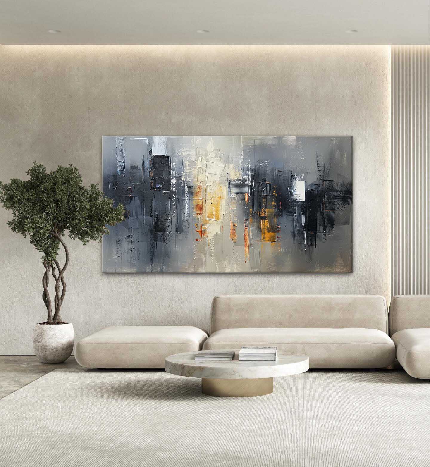 Large Night City Wall Paintings For Sale Abstract City Canvas Art For Sale