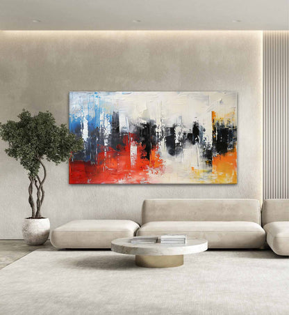 Large Colorful Abstract Texture Painting Neon City Abstract Texture Canvas Wall Art Decor