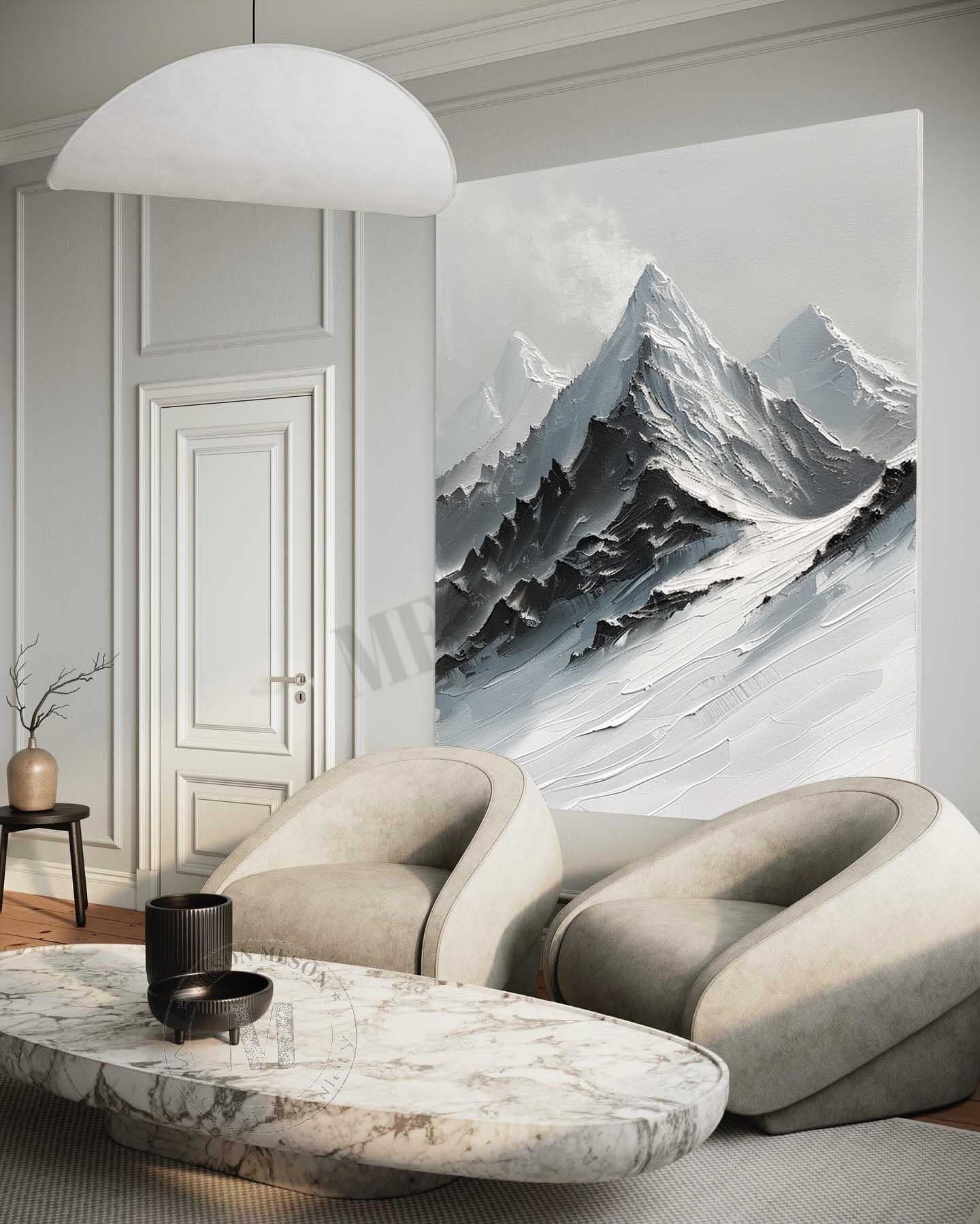 White Black Swiss Snow Mountain Landscape Canvas Art for Sale Swiss Snow Mountain Wall Art Decor
