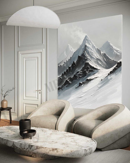 White Black Swiss Snow Mountain Landscape Canvas Art for Sale Swiss Snow Mountain Wall Art Decor