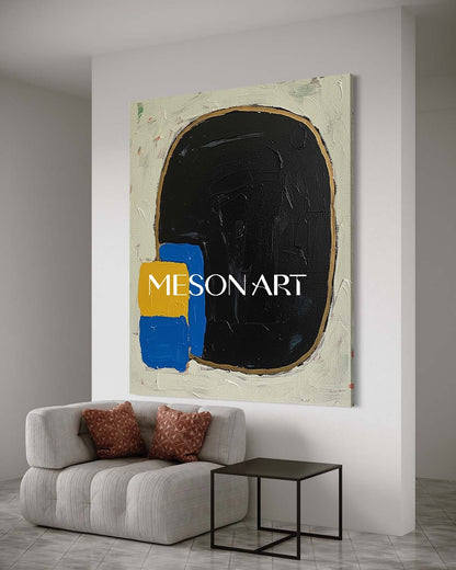 Black Abstract Geometric  Framed Canvas Dining Room Wall Art Decor Buy