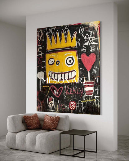 Modern Yellow Crown Abstract Graffiti Oil Painting For Office Purchase