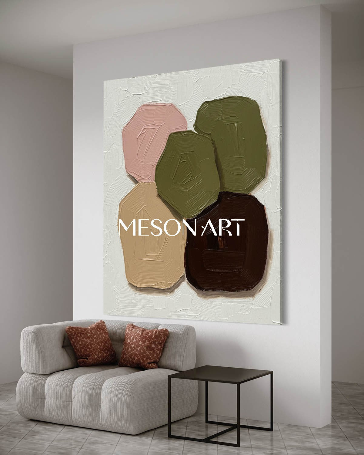 Contemporary Minimalist Abstract Geometric Hand Painted Textured Art
