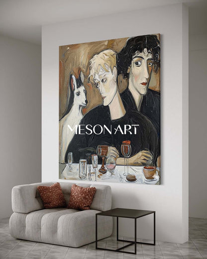 Modern Expressionist Art Portrait Painting Large Framed Canvas Hallway