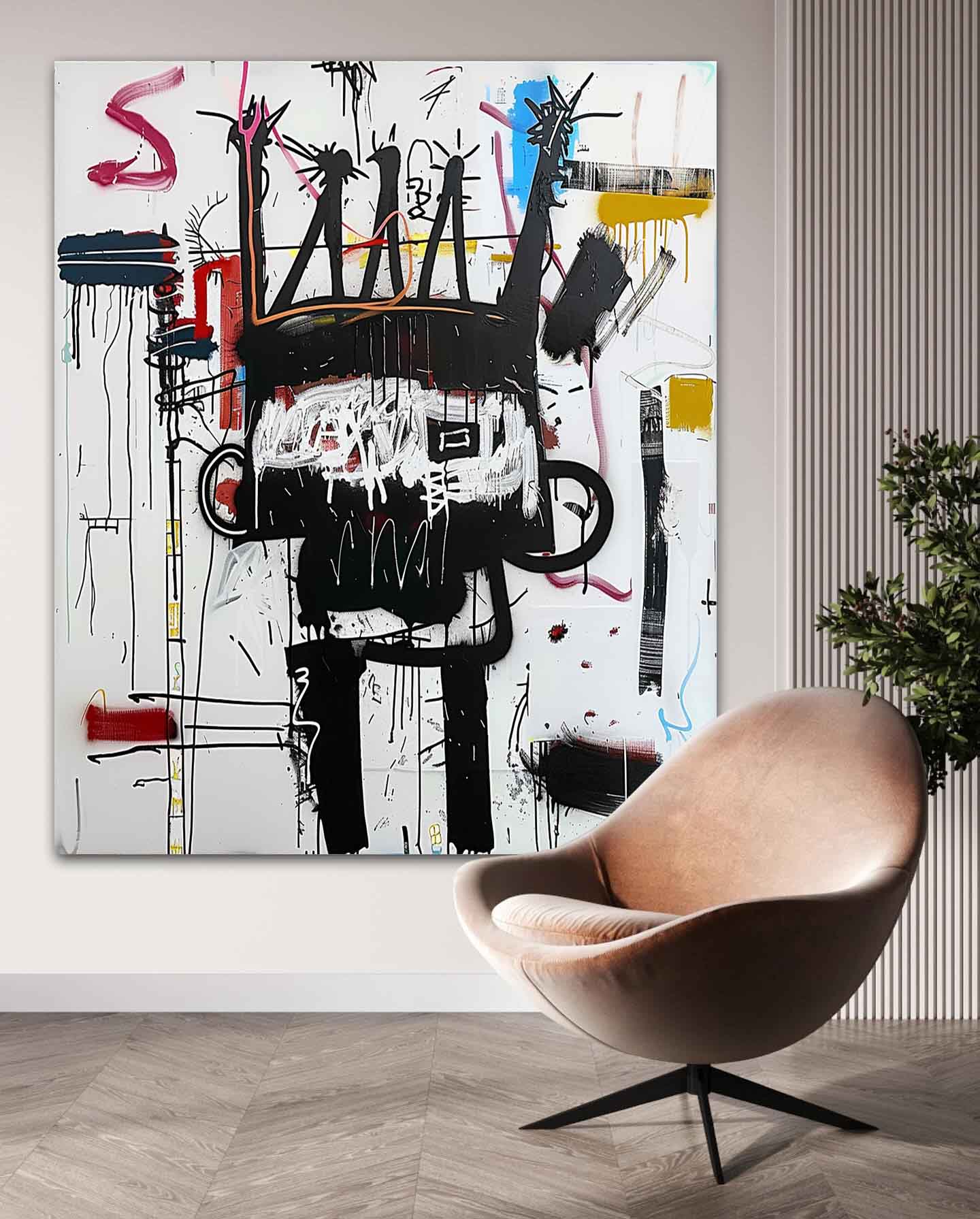 Black and White Graffiti Abstract Canvas Wall Painting Decor for Sale Basquiat Graffiti Abstract Art