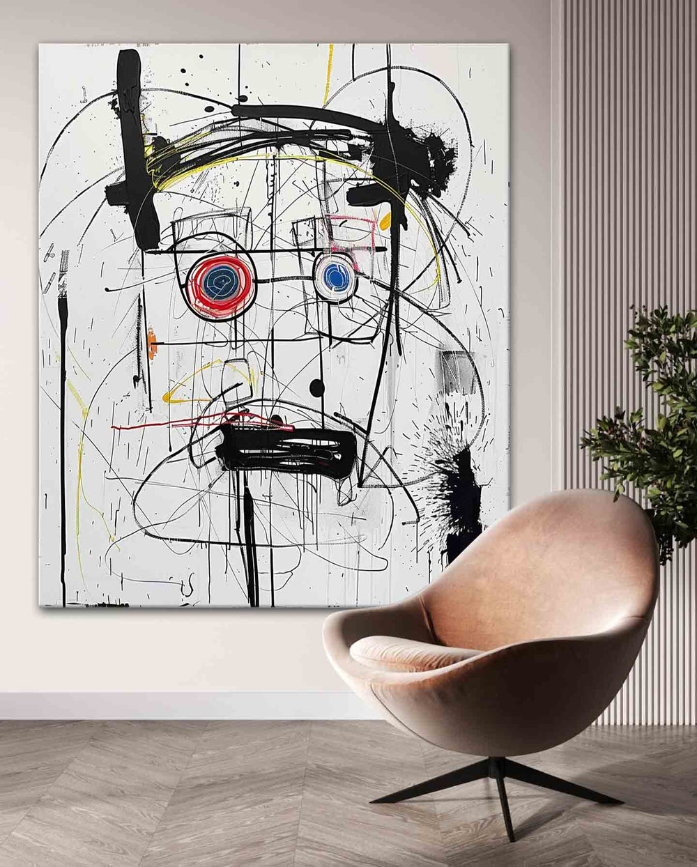 Basquiat Graffiti Abstract Canvas Wall Painting Decor Black and White ...