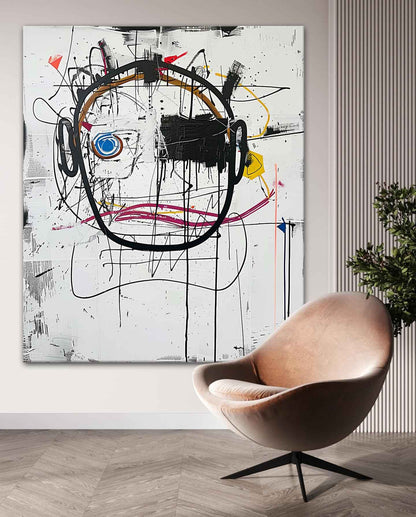 Basquiat Graffiti Abstract Canvas Wall Painting Decoration Black and White Minimalist Abstract Art Canvas