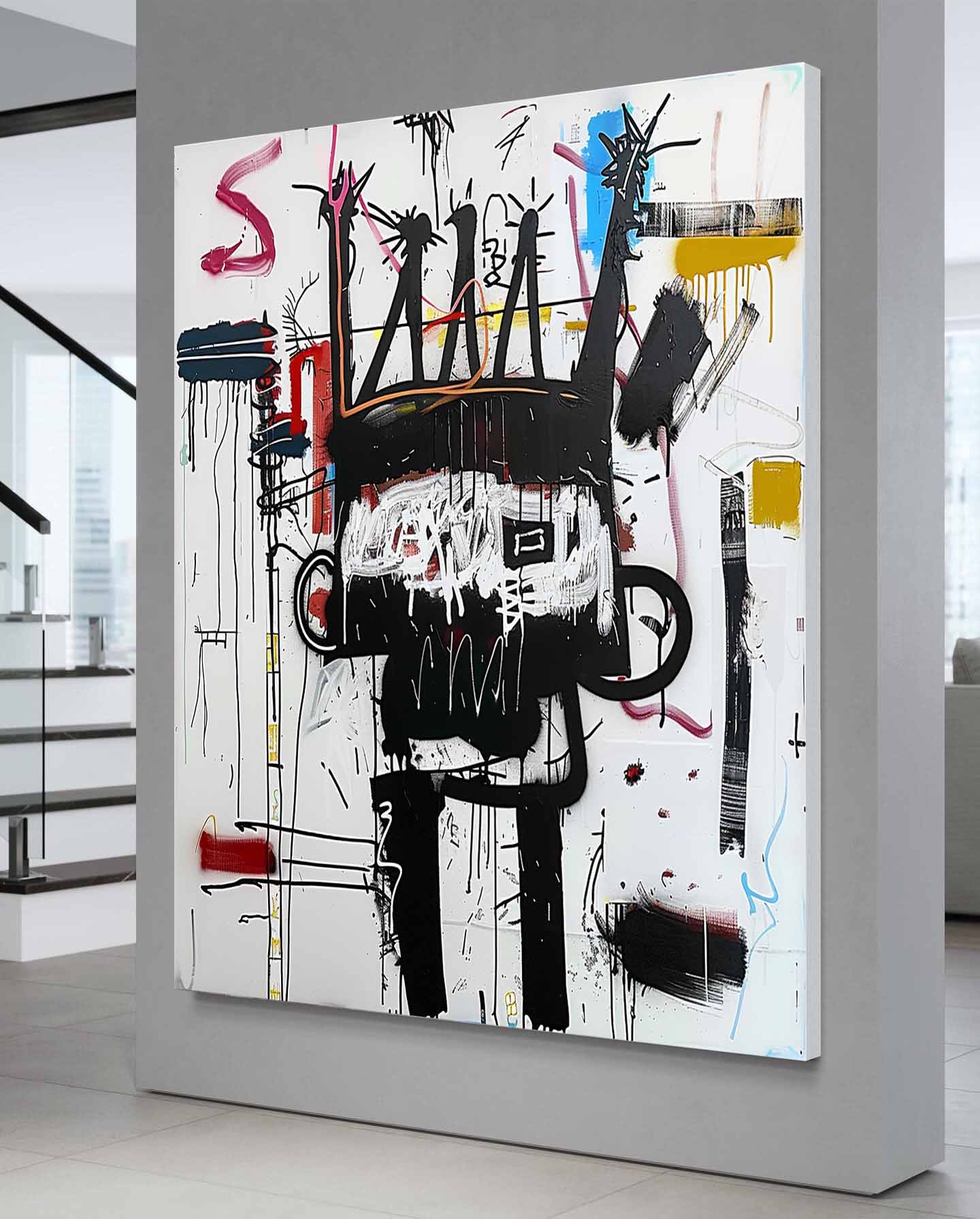 Black and White Graffiti Abstract Canvas Wall Painting Decor for Sale Basquiat Graffiti Abstract Art