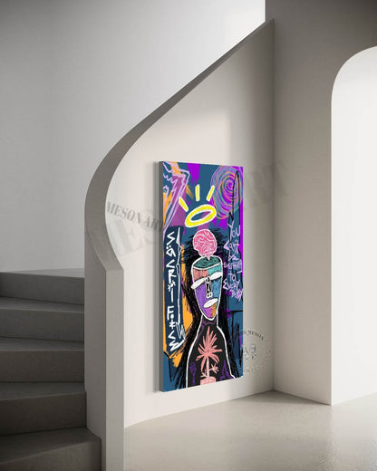 Abstract graffiti portrait abstract art portrait graffiti painting portrait pop canvas wall art decor