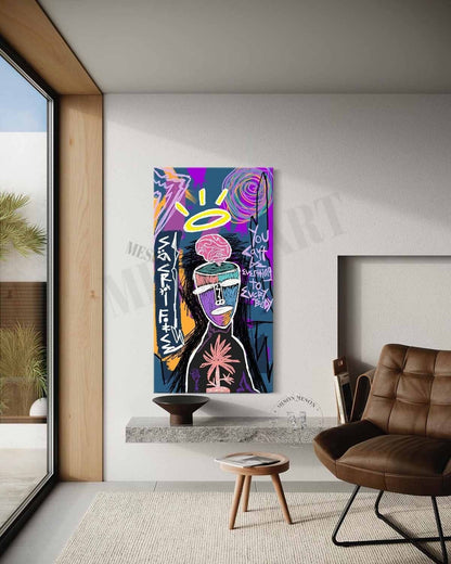 Abstract graffiti portrait abstract art portrait graffiti painting portrait pop canvas wall art decor