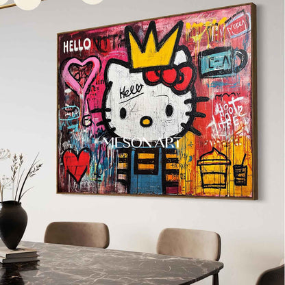 Vivid Pink Heart Graffiti Art Original Painting Modern Street Canvas