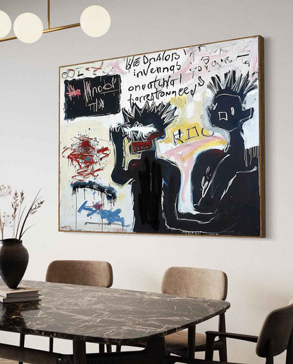 Large Abstract Graffiti Character Canvas Art Black and White Abstract Graffiti Cool People Line Painting