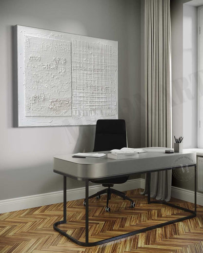 Large 3D White Abstract Wall Art for Sale White Minimalist Texture Canvas Painting