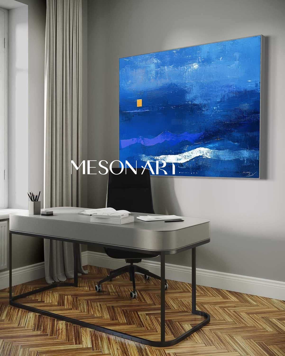 Contemporary Light Blue Abstract Canvas Wall Art Light Blue Abstract Minimalist Paintings for Sale