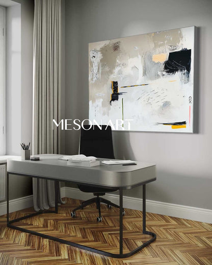 Modern White and Black Abstract Canvas Art White and Black Abstract Minimalist Wall Painting On Sale