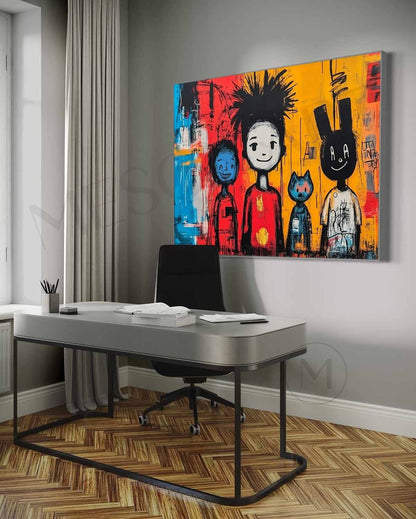 Cute children's graffiti abstract painting Cute graffiti abstract canvas wall art decoration