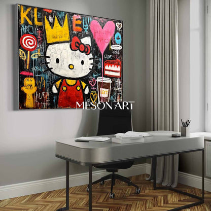 Large Handmade Urban Graffiti Horizontal Pop Culture Oil Painting Cafe