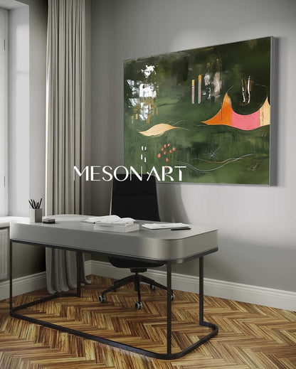Large Modern Green Abstract Canvas Wall Art Green Abstract Landscape Wall Paintings