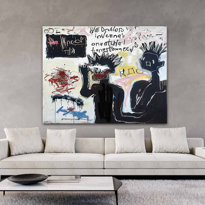 Large Abstract Graffiti Character Canvas Art Black and White Abstract Graffiti Cool People Line Painting