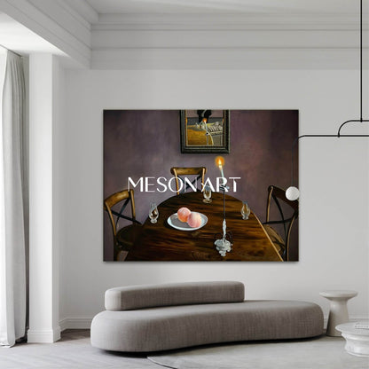 Modern Hyperrealism Table Painting Hyperrealism Still Life Canvas Art Restaurant Wall Art Decoration