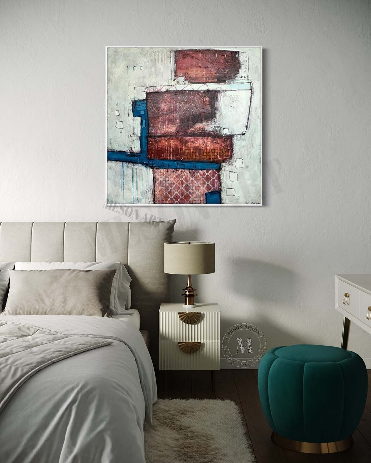 Off-white contemporary minimalist art Off-white abstract canvas wall art decoration