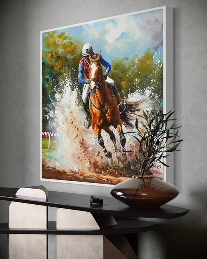 Horse Racing Oil Painting Horse Racing Canvas Wall Art Decor Equestrian Wall Paintings For Sale