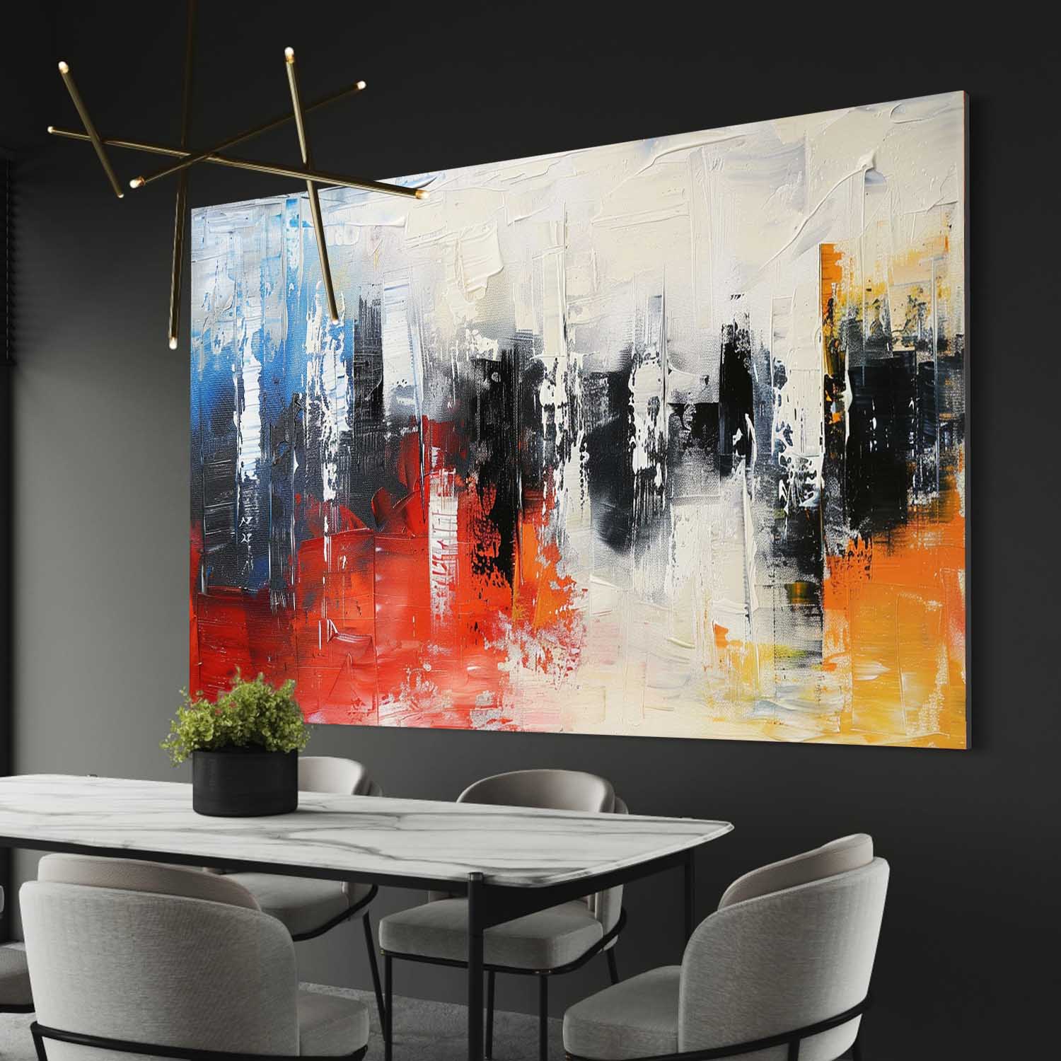 Large Colorful Abstract Texture Painting Neon City Abstract Texture Canvas Wall Art Decor