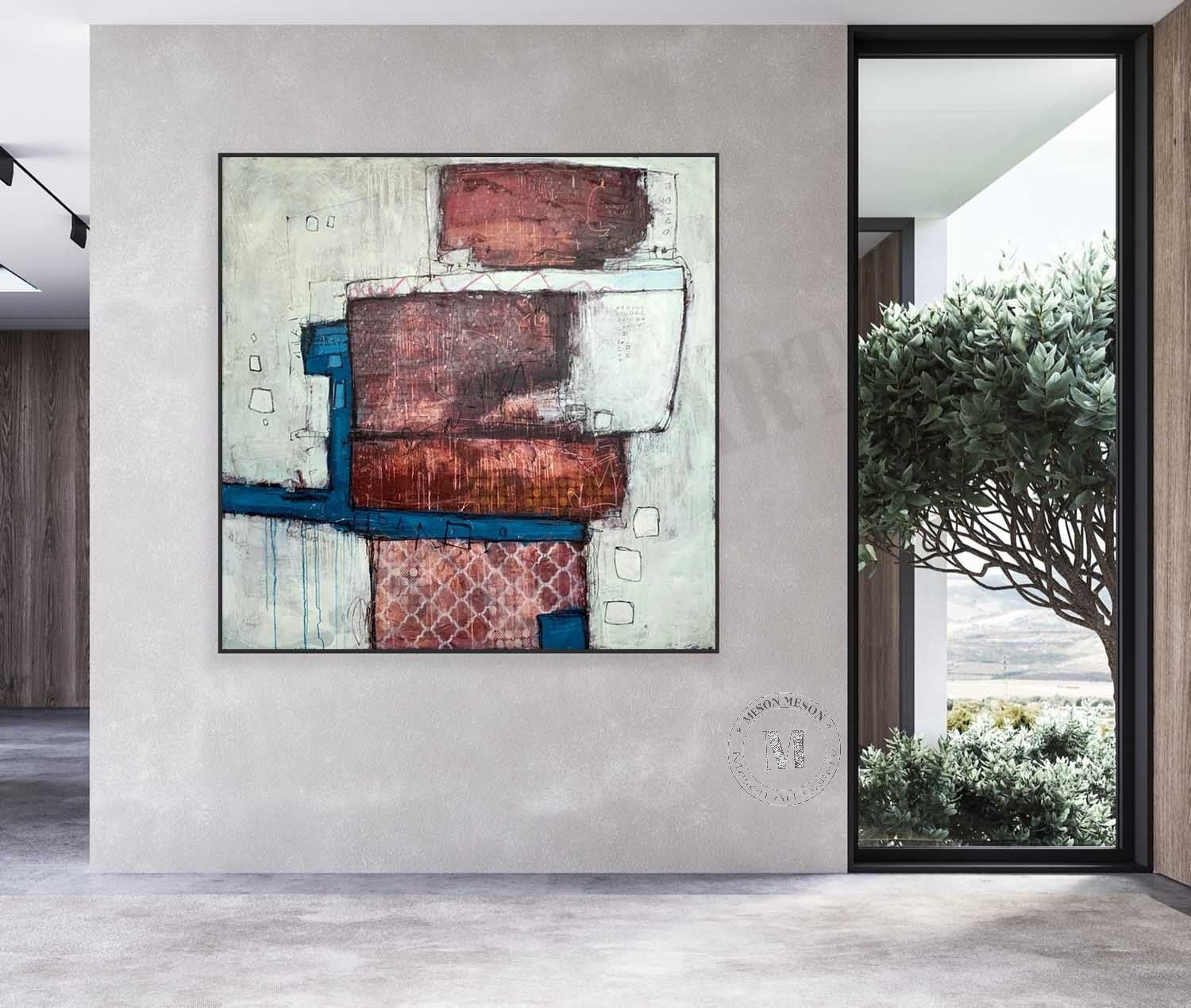 Off-white contemporary minimalist art Off-white abstract canvas wall art decoration