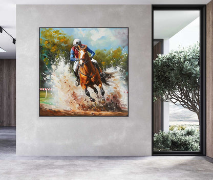 Horse Racing Oil Painting Horse Racing Canvas Wall Art Decor Equestrian Wall Paintings For Sale