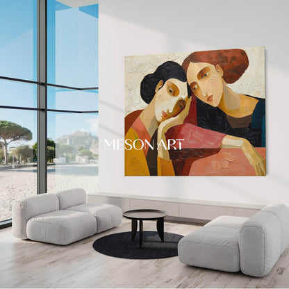 Large Modern Textured Emotional Canvas Bedroom Expressionist Art