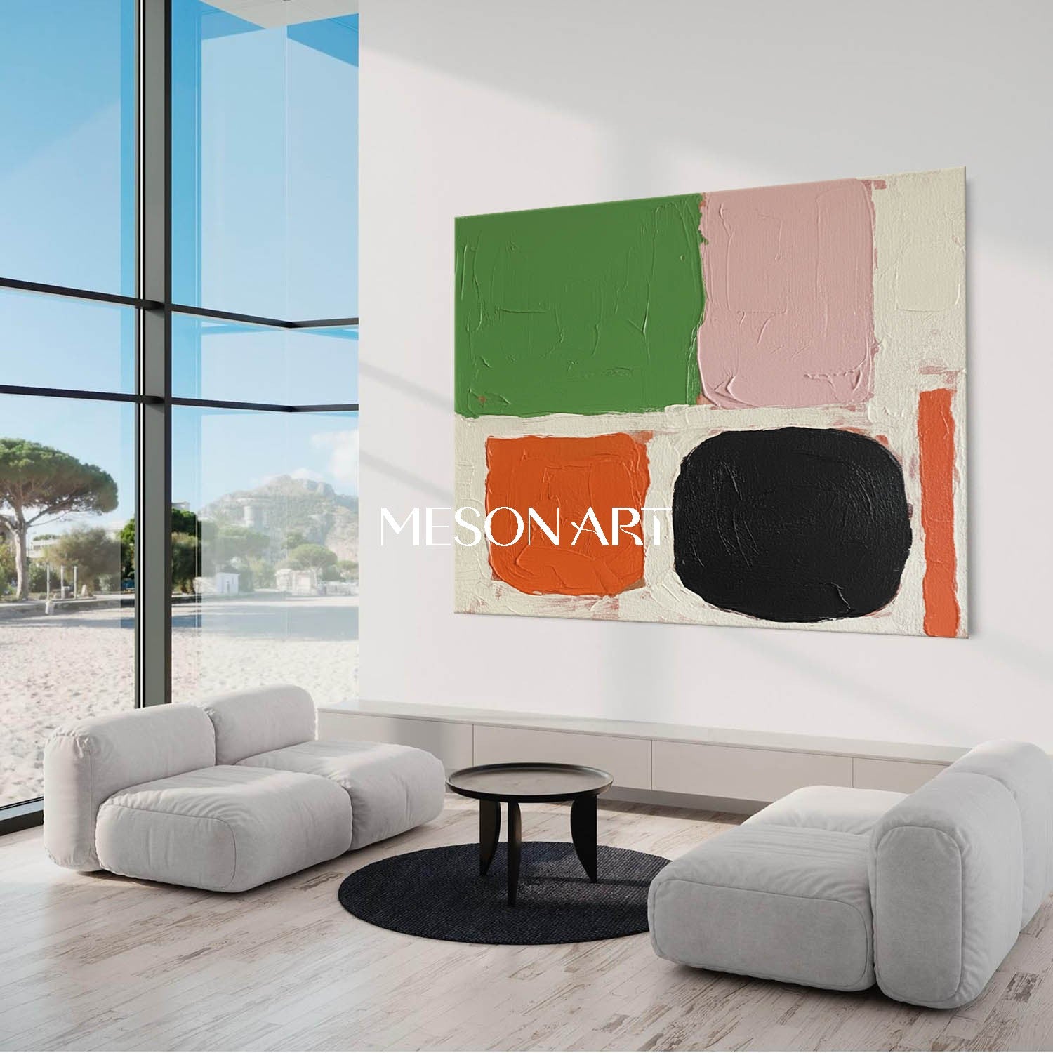 Vibrant Color Blocks Abstract Canvas Entryway Modern Wall Art Decor