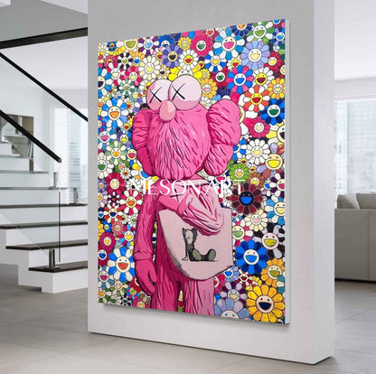 Kwas Pop Portrait Canvas Art Kwas and Haruki Murakami Pop Abstract Wall Paintings for Sale