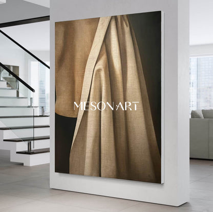Hyperrealism Beige Shirt Painting Hyperrealism Beige Shirt Canvas Art Realistic Beige Shirt Wall Art Decor