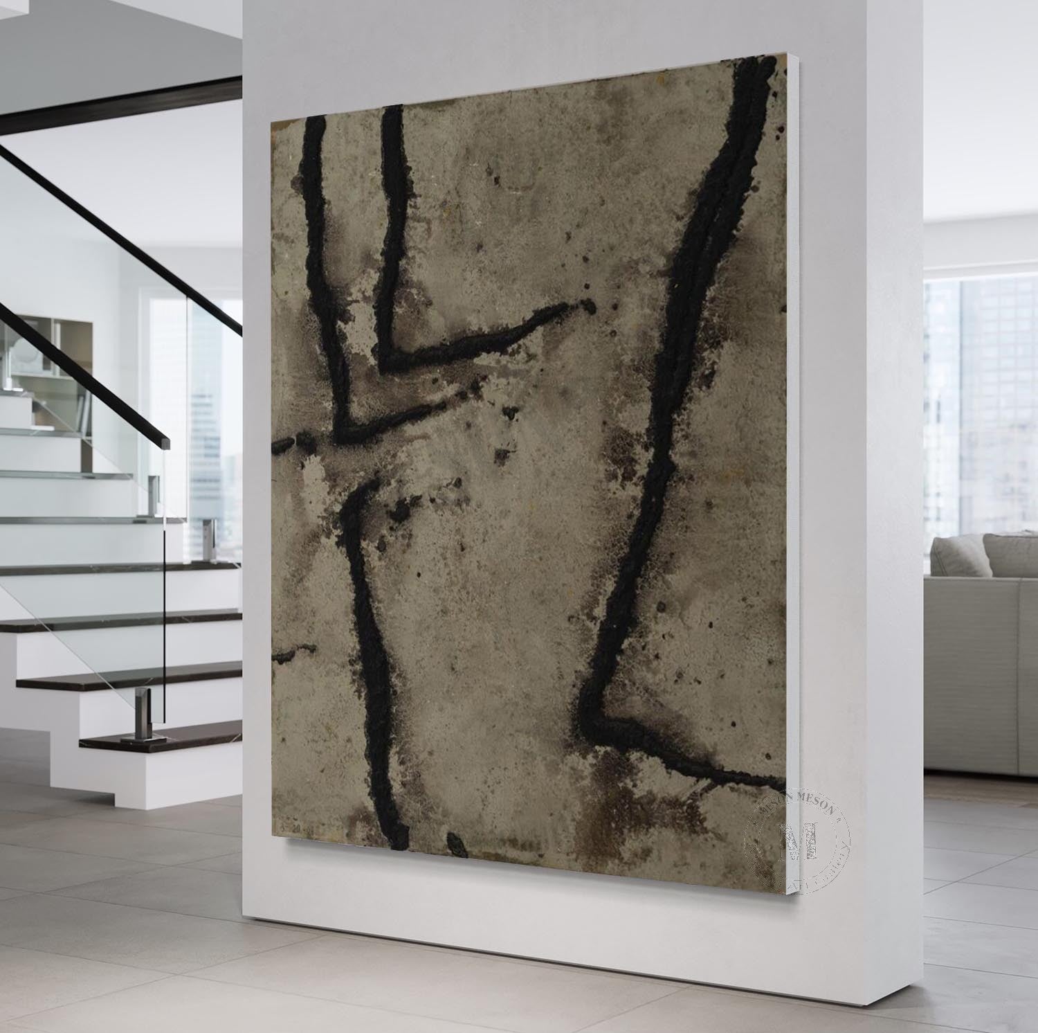 Large 3D Taupe Texture Paintings for Sale Taupe Abstract Canvas Wall Art Decor