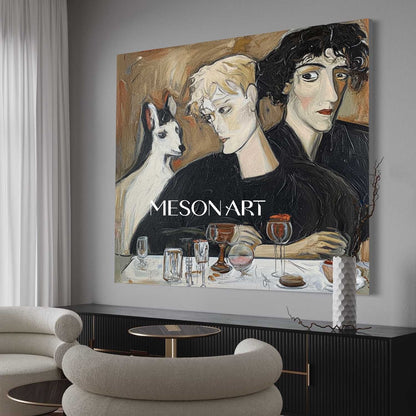 Modern Expressionist Art Portrait Painting Large Framed Canvas Hallway