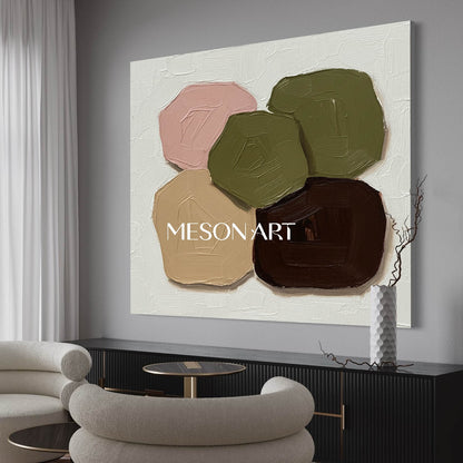 Contemporary Minimalist Abstract Geometric Hand Painted Textured Art