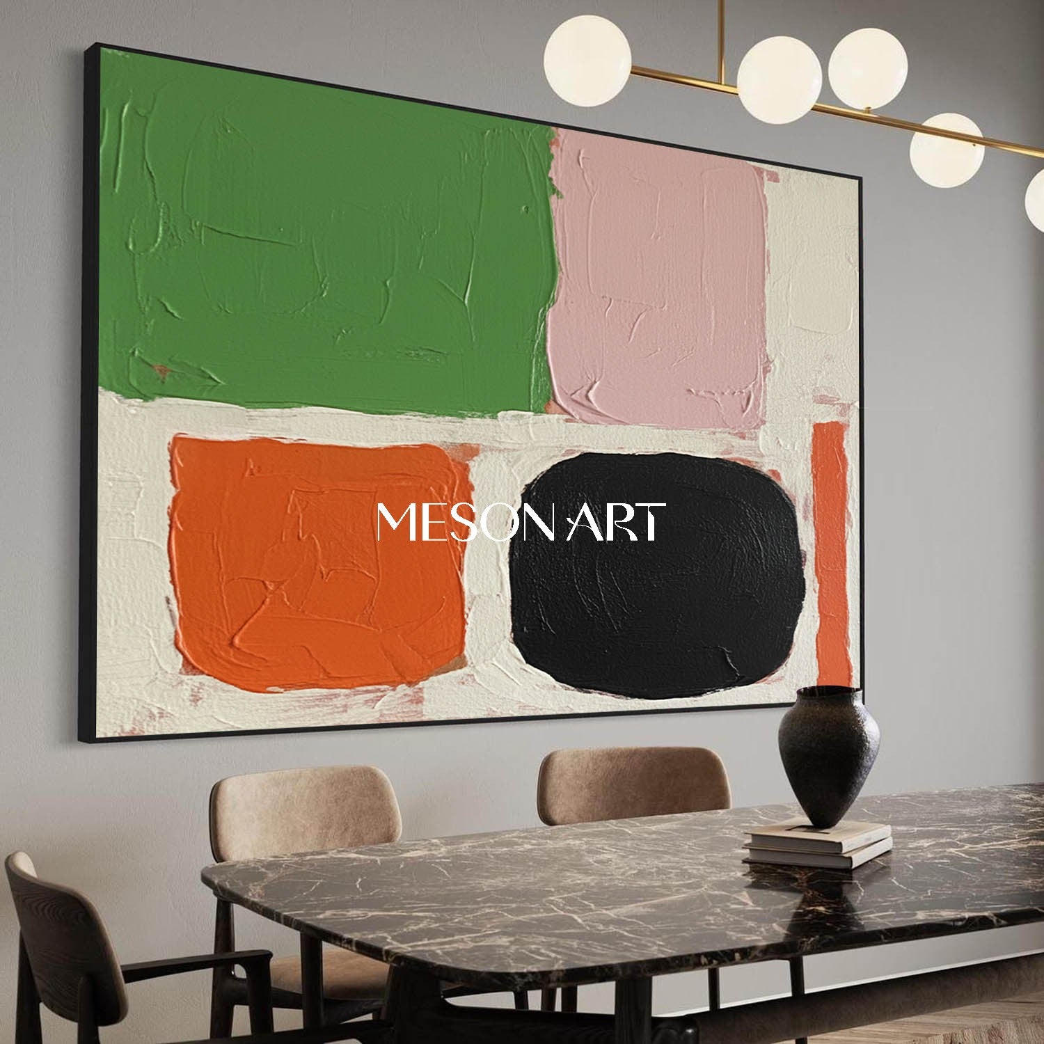 Vibrant Color Blocks Abstract Canvas Entryway Modern Wall Art Decor