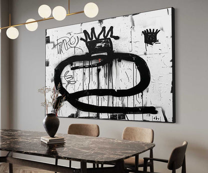 Large Abstract Crown Graffiti Canvas Art Basquiat Crown Modern Abstract Graffiti Wall Decor