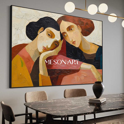Large Modern Textured Emotional Canvas Bedroom Expressionist Art