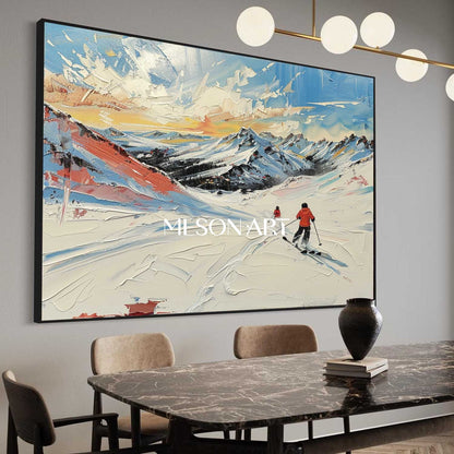 Buy Winter Art Snow Scene Ski Canvas Blue Textured Wall Decor Hallway