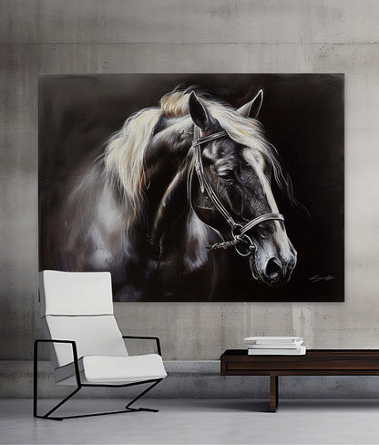 Black Horse Canvas Art For Sale Black Horse Canvas Wall Painting Decoration Black Horse Wall Mural