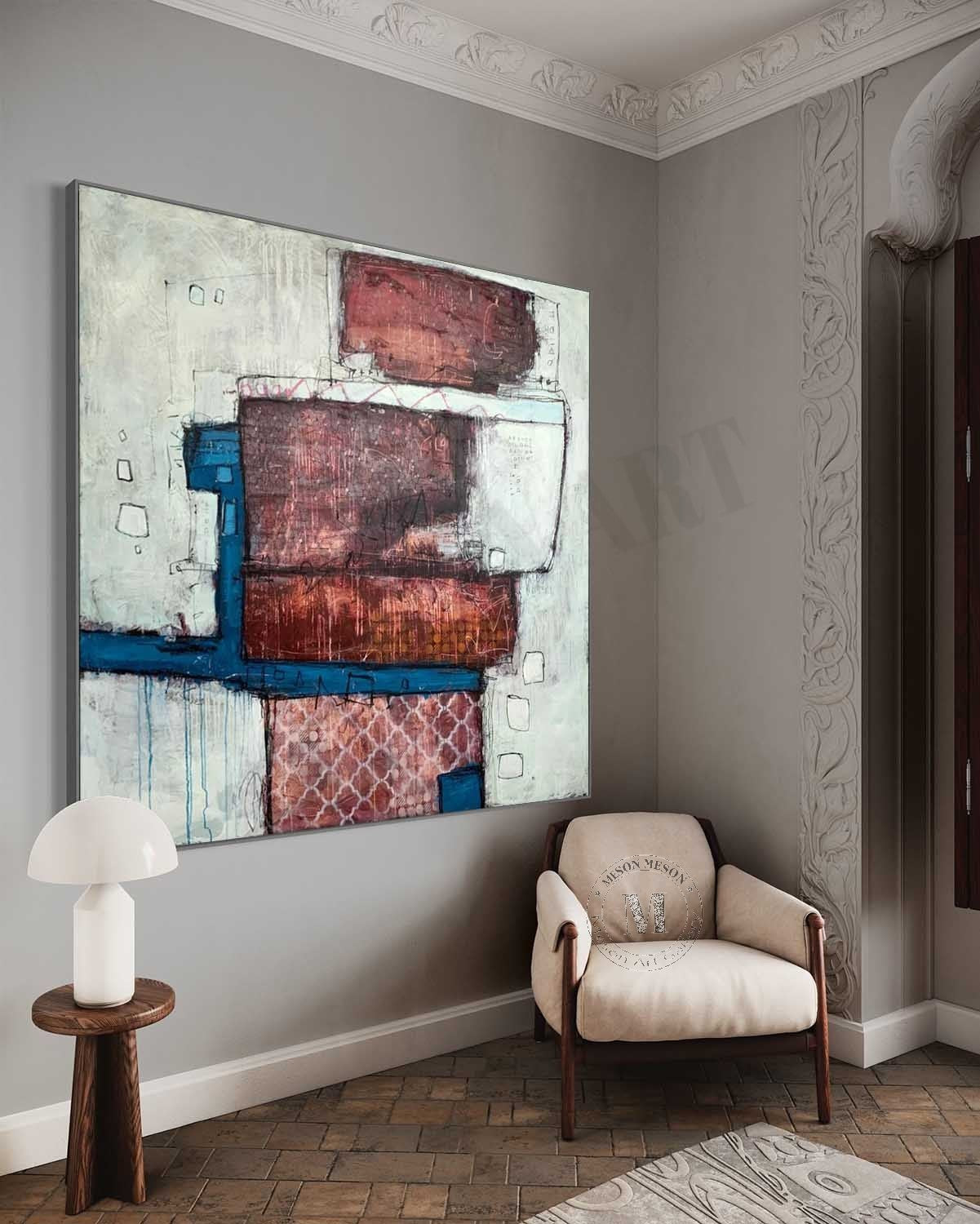 Off-white contemporary minimalist art Off-white abstract canvas wall art decoration