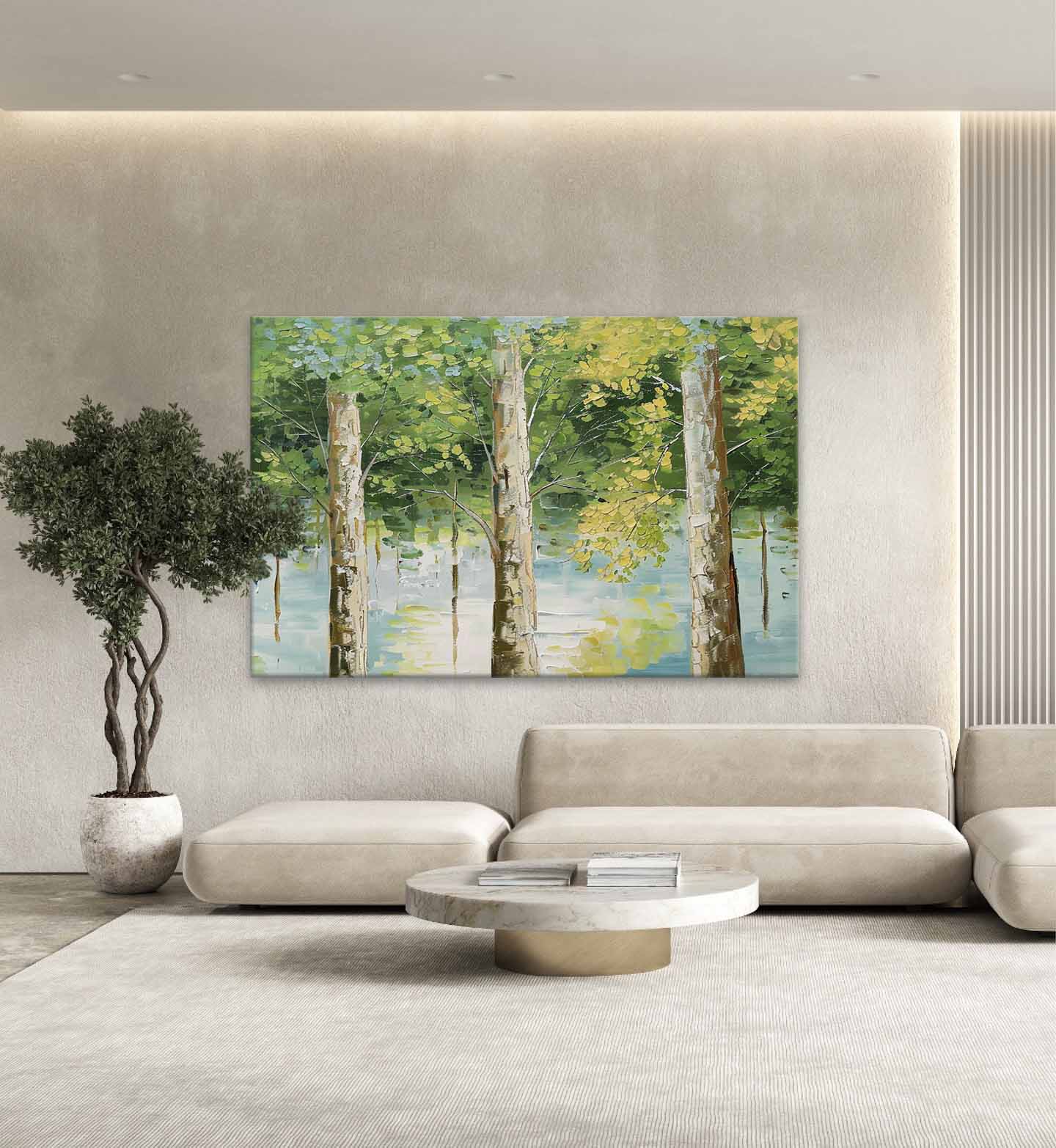 3D Green Tree Texture Painting Green Tree Canvas Art for Sale Tree Canvas Wall Art Decoration
