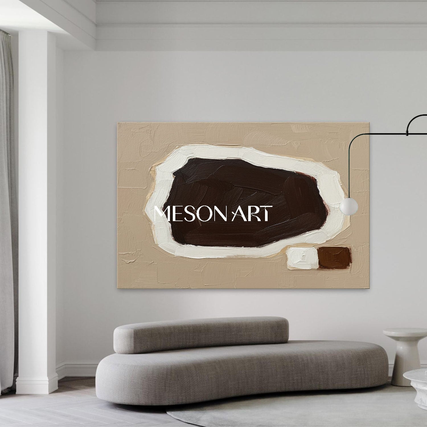 Wabi Sabi Calm Neutral Tone Abstract Canvas Hallway Yoga Studio Online