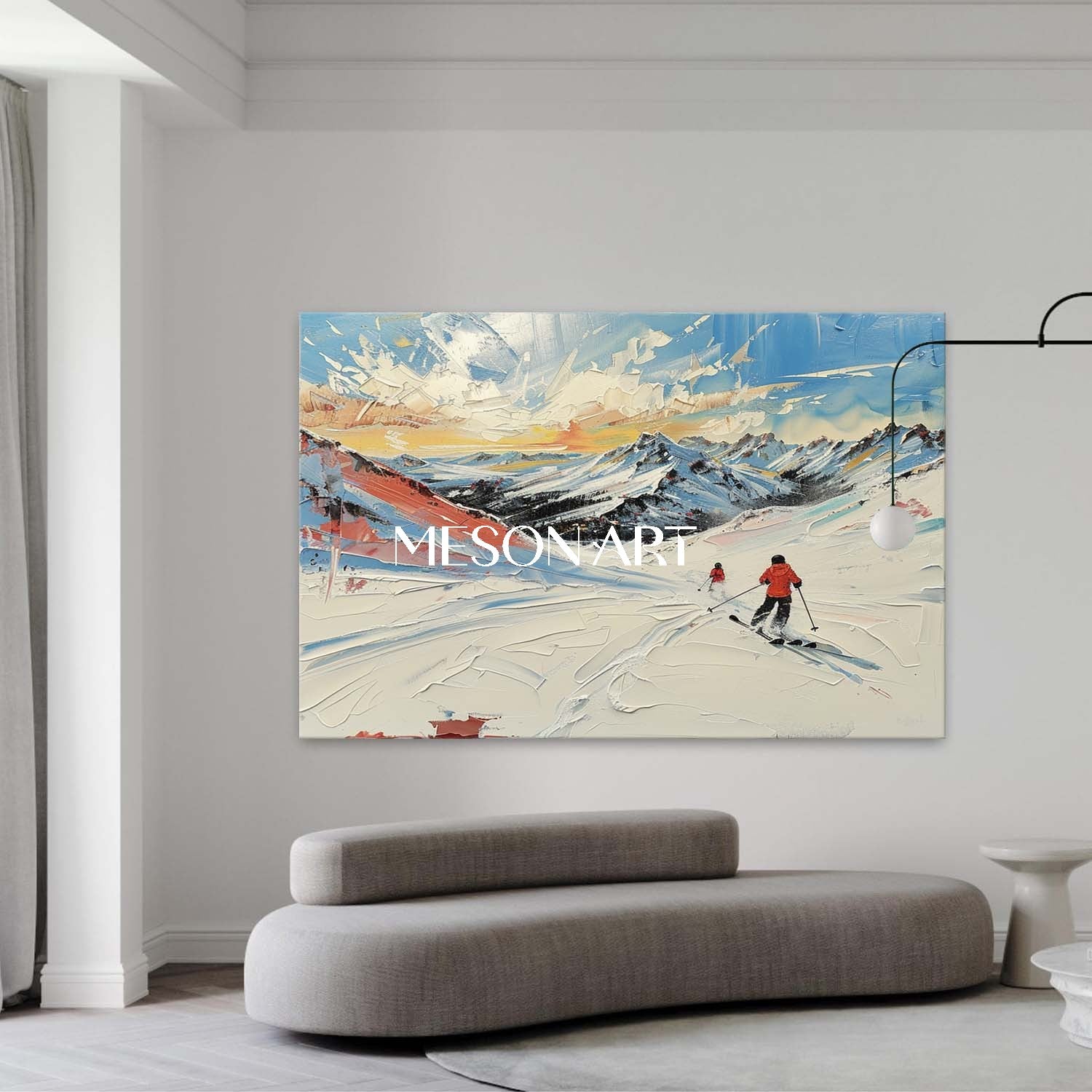 Buy Winter Art Snow Scene Ski Canvas Blue Textured Wall Decor Hallway