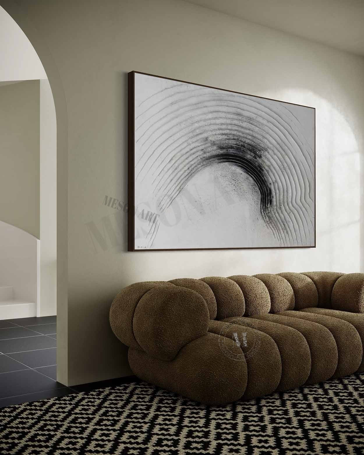 Large 3D Black and White Minimalist Paintings for Sale Black and White Textured Wall Art Decor