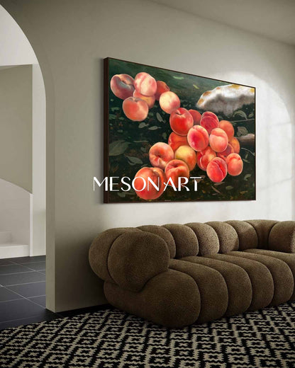 Hyperrealism Pink Peach Painting Hyperrealism Pink Peach Still Life Canvas Art Pink Peach Wall Art Decor
