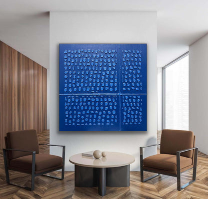 Large Blue Abstract Art for Sale Blue Abstract Texture Painting Blue Minimalist Canvas Wall Painting