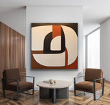 Large 3D Beige and Brown Minimalistic Wall Art Beige and Brown Abstract Art Canvas Textured Wall Art