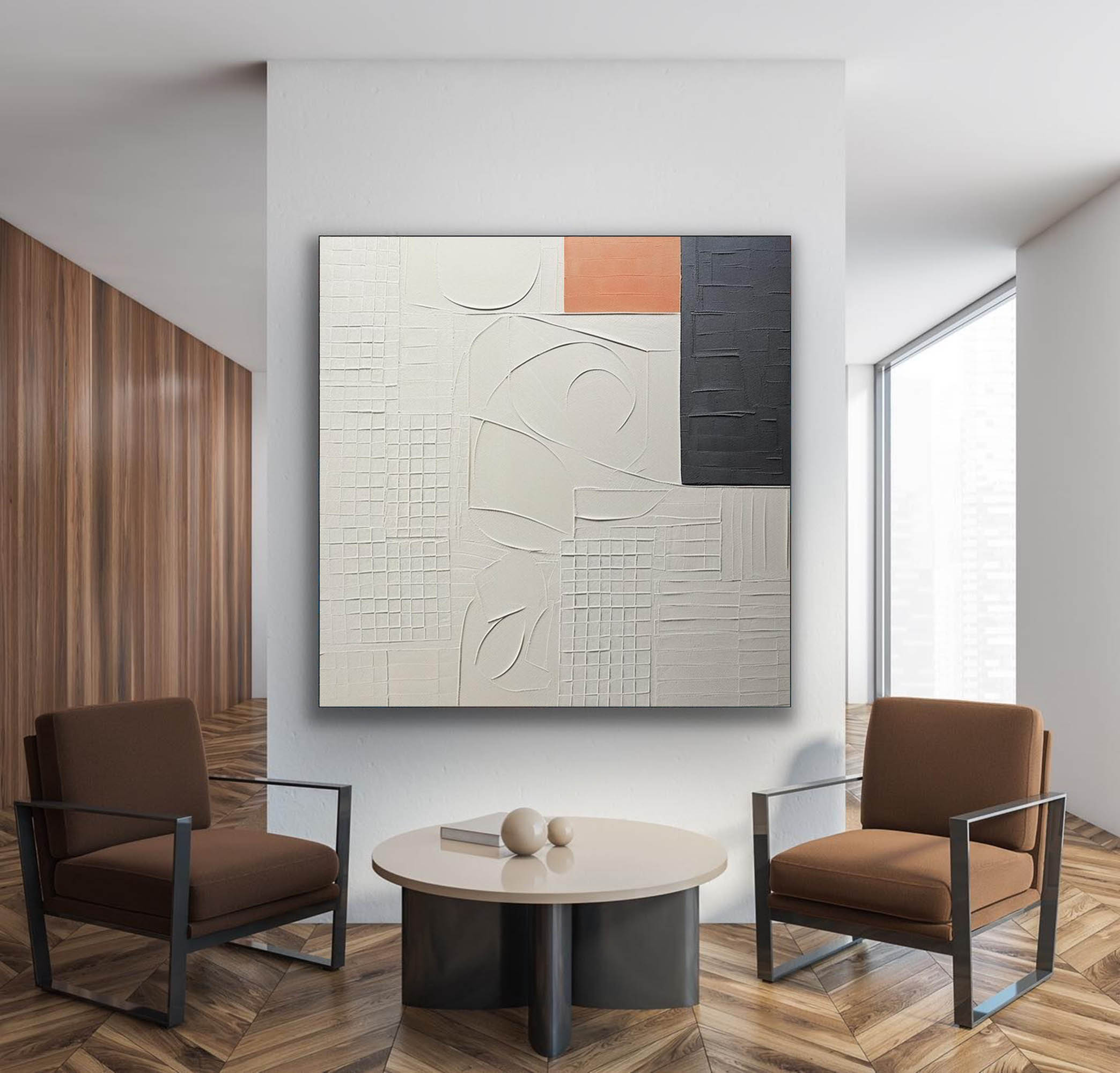 Large White Plaster Abstract Canvas Art White 3D Texture Wall Painting White Minimalist Wall Art
